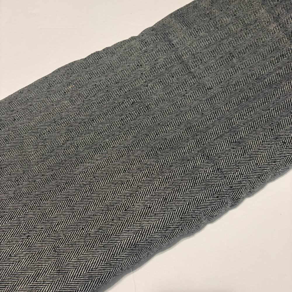 Black White Herringbone Cotton Blend Fabric 60" Wide 5 Yards Classic